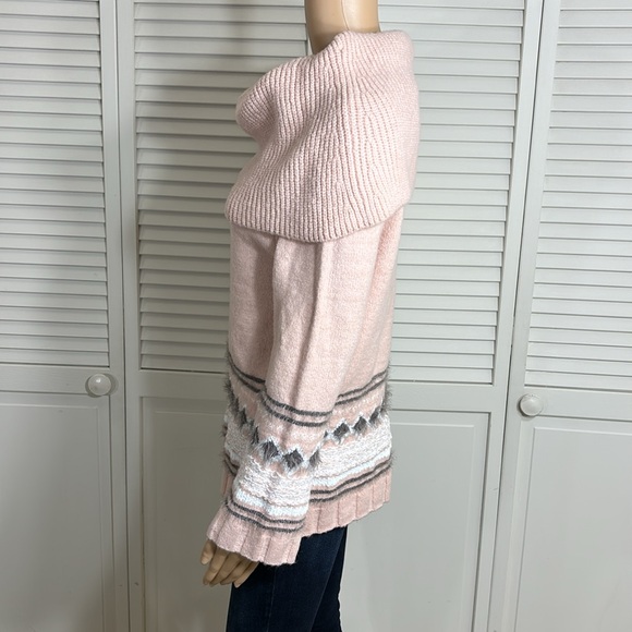 NWT Nordstrom Caslon Pink Smoke Cozy Fairisle Sweater Medium